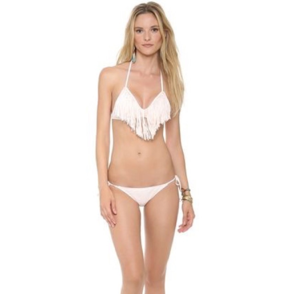L Space Pink Fringe Bikini Xs/ Medium